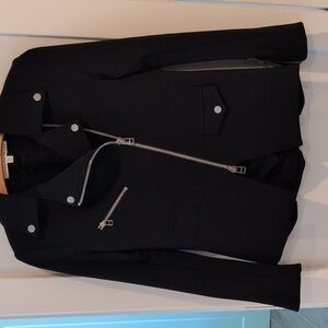 Veronica Beard Black Neoprene Biker Jacket Size 4
